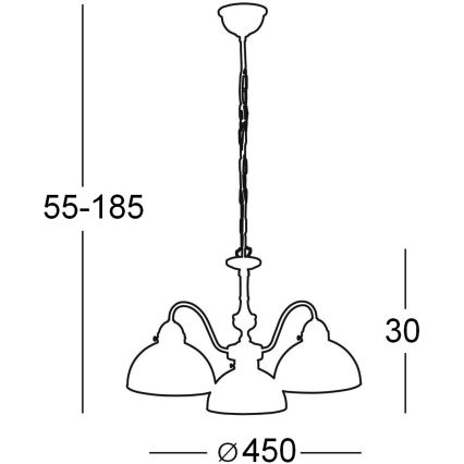 Kolarz 731.83.70 - Candelabro numa corrente NONNA 3xE27/75W/230V