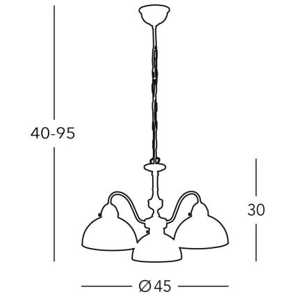 Kolarz 731.83.73 - Candelabro suspenso NONNA 3x/E27/75W/230V