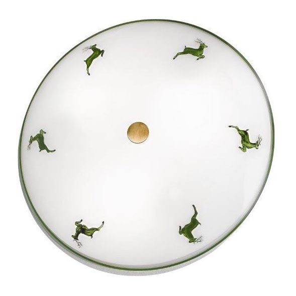 Kolarz 731.U13.4.100-Iluminação de teto NONNA 3xE27/60W/230V pr.42 cm verde/latão