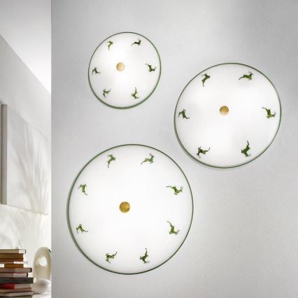 Kolarz 731.U14.4.100-Iluminação de teto NONNA 4xE27/60W/230V pr.54 cm verde/latão