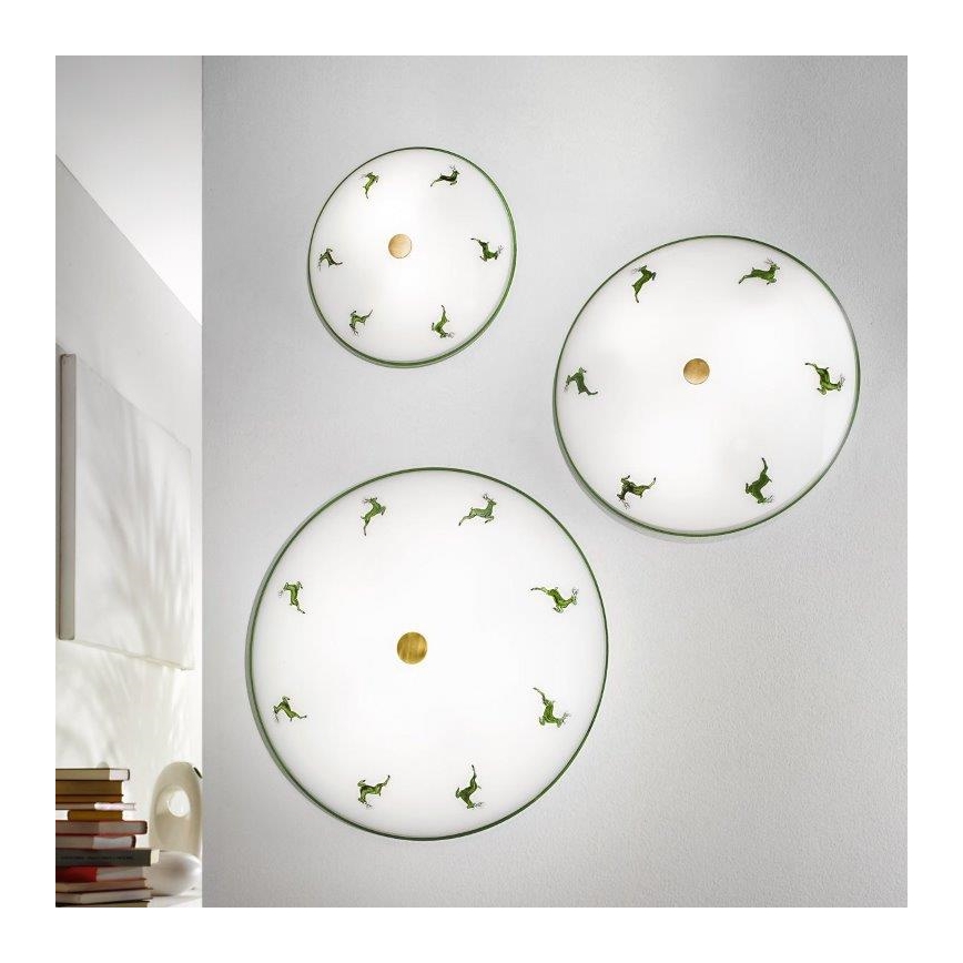 Kolarz 731.U14.4.100-Iluminação de teto NONNA 4xE27/60W/230V pr.54 cm verde/latão