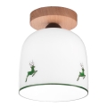Kolarz A1352.11.G.100 - Candelabro integrado NONNA 1xE27/60W/230V veado carvalho/branco/verde
