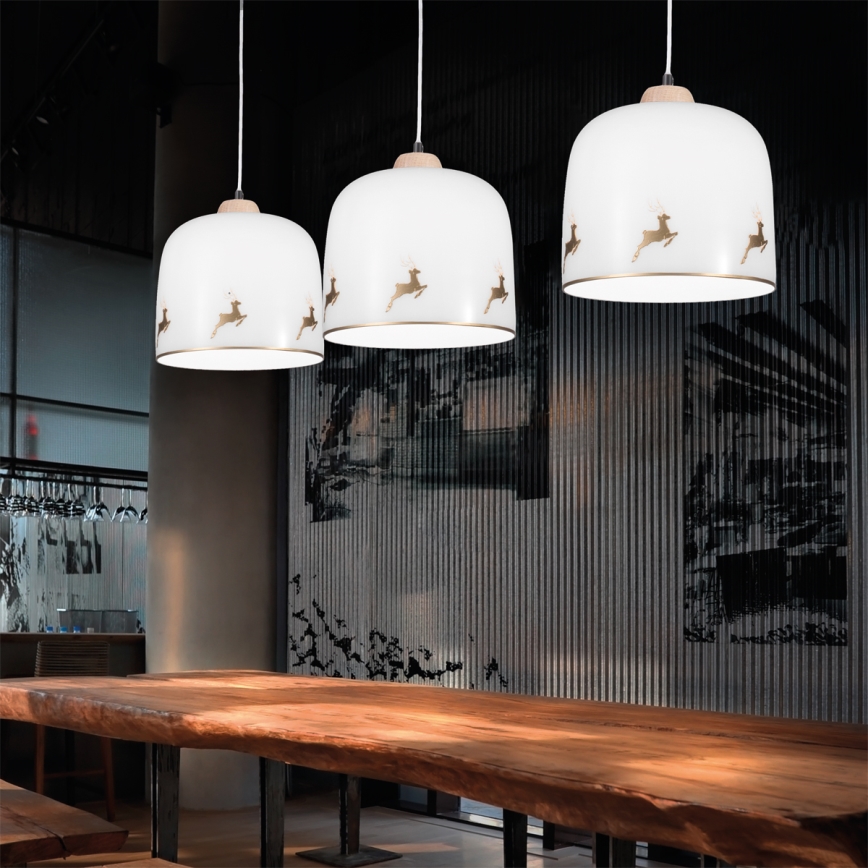 Kolarz A1352.31.Au.100 - Candelabro suspenso NONNA 1xE27/60W/230V veado carvalho/branco/dourada