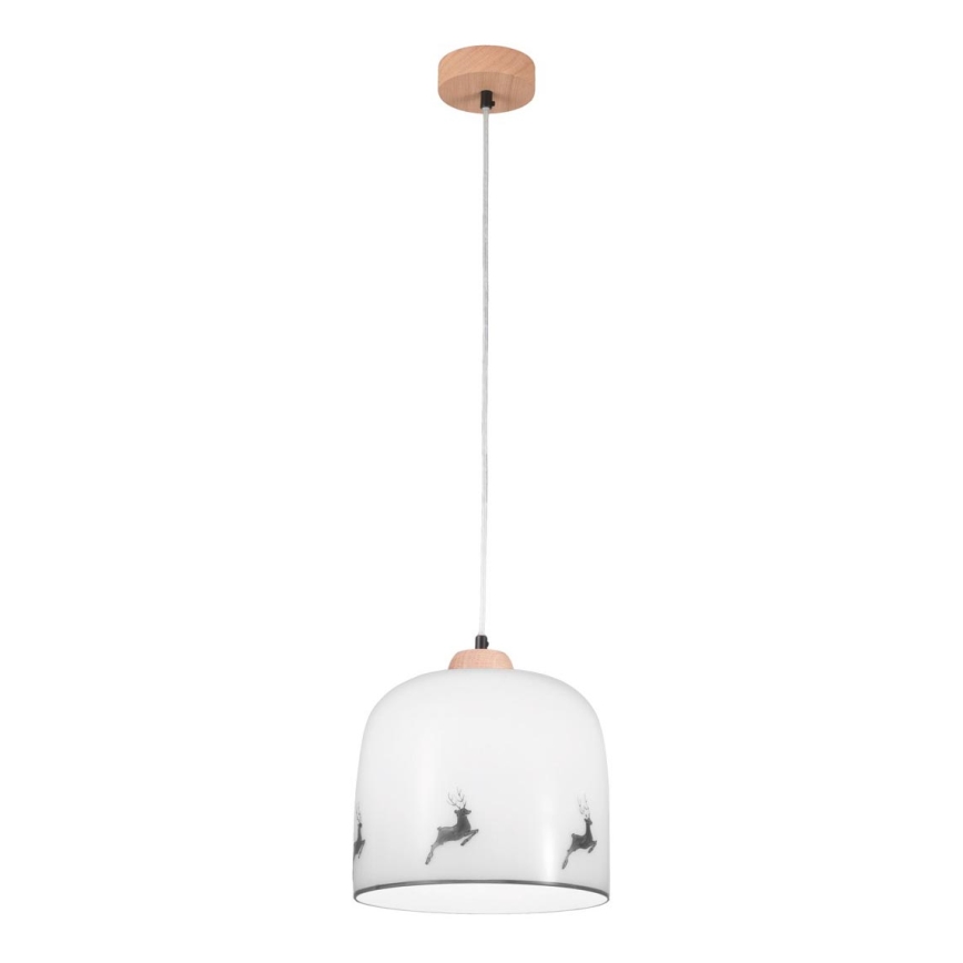 Kolarz A1352.31.Gr.100 - Candelabro suspenso NONNA 1xE27/60W/230V veado carvalho/branco/cinzento
