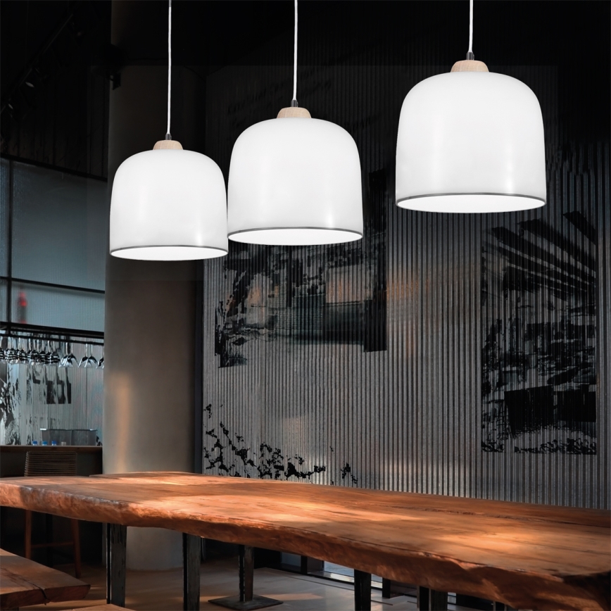 Kolarz A1352.31.Gr - Candelabro suspenso NONNA 1xE27/60W/230V carvalho/branco/cinzento
