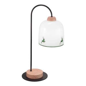 Kolarz A1352.71.G.100 - Candeeiro de mesa NONNA 1xE27/60W/230V veado carvalho/branco/verde