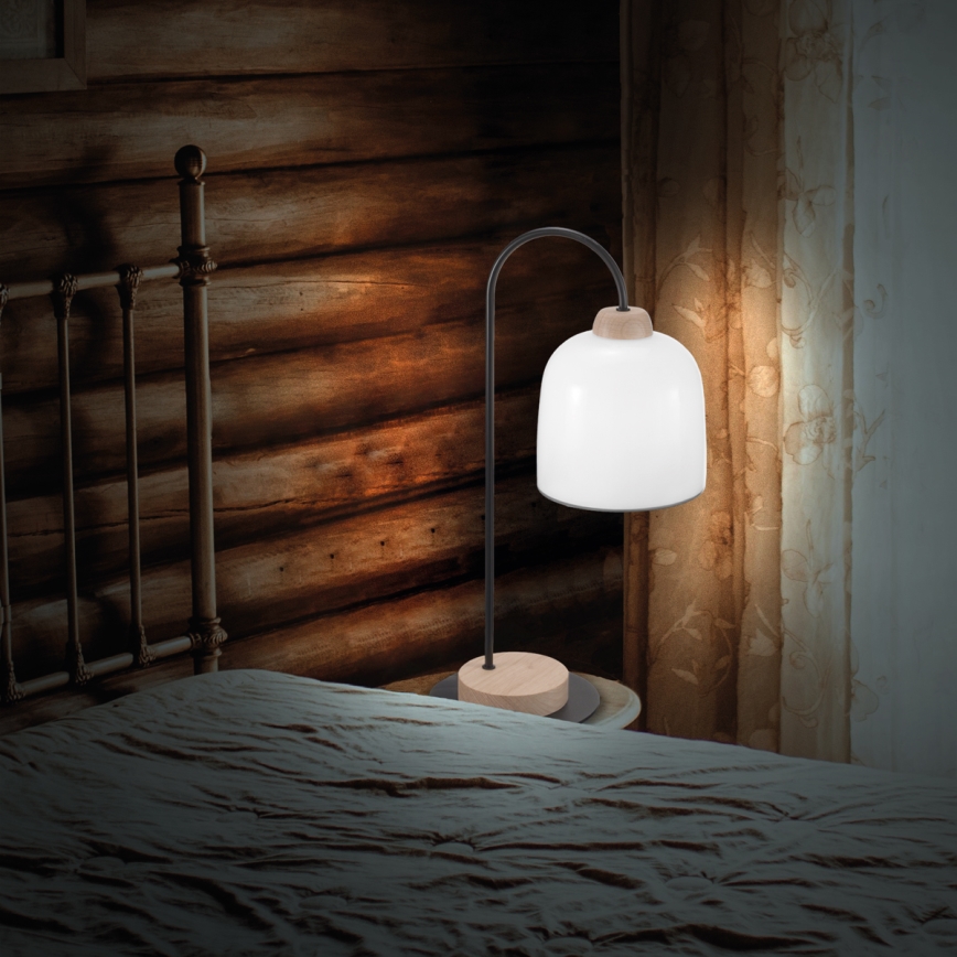 Kolarz A1352.71.Gr - Candeeiro de mesa NONNA 1xE27/60W/230V carvalho/branco/cinzento
