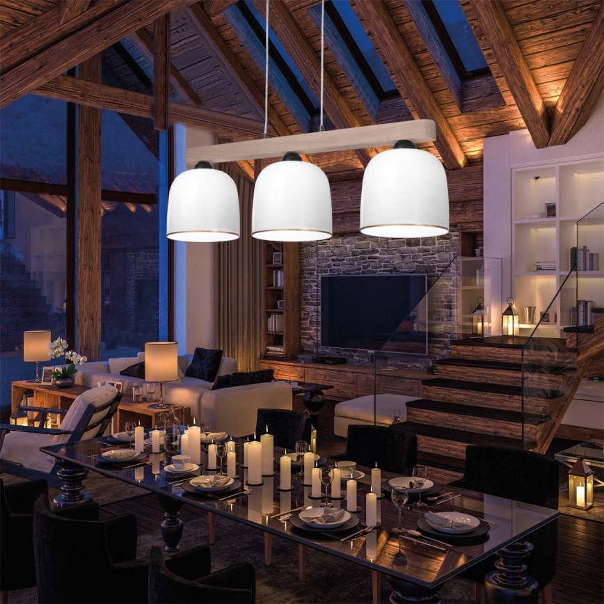 Kolarz A1352.83.Au - Candelabro suspenso NONNA 3xE27/60W/230V carvalho/branco/dourada