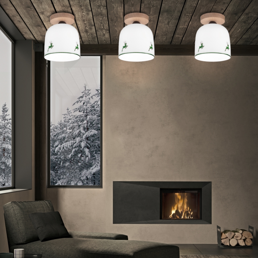 Kolarz A1352.11.G.100 - Candelabro integrado NONNA 1xE27/60W/230V veado carvalho/branco/verde