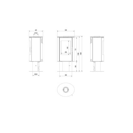 Kratki - Lareira de aço 8kW 150mm