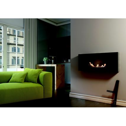 Kratki - Lareira de parede BIO 40x90 cm 1,5kW preto
