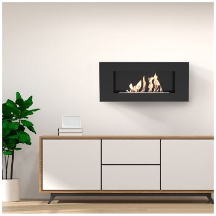 Kratki - Lareira de parede BIO 40x90 cm 1,5kW preto
