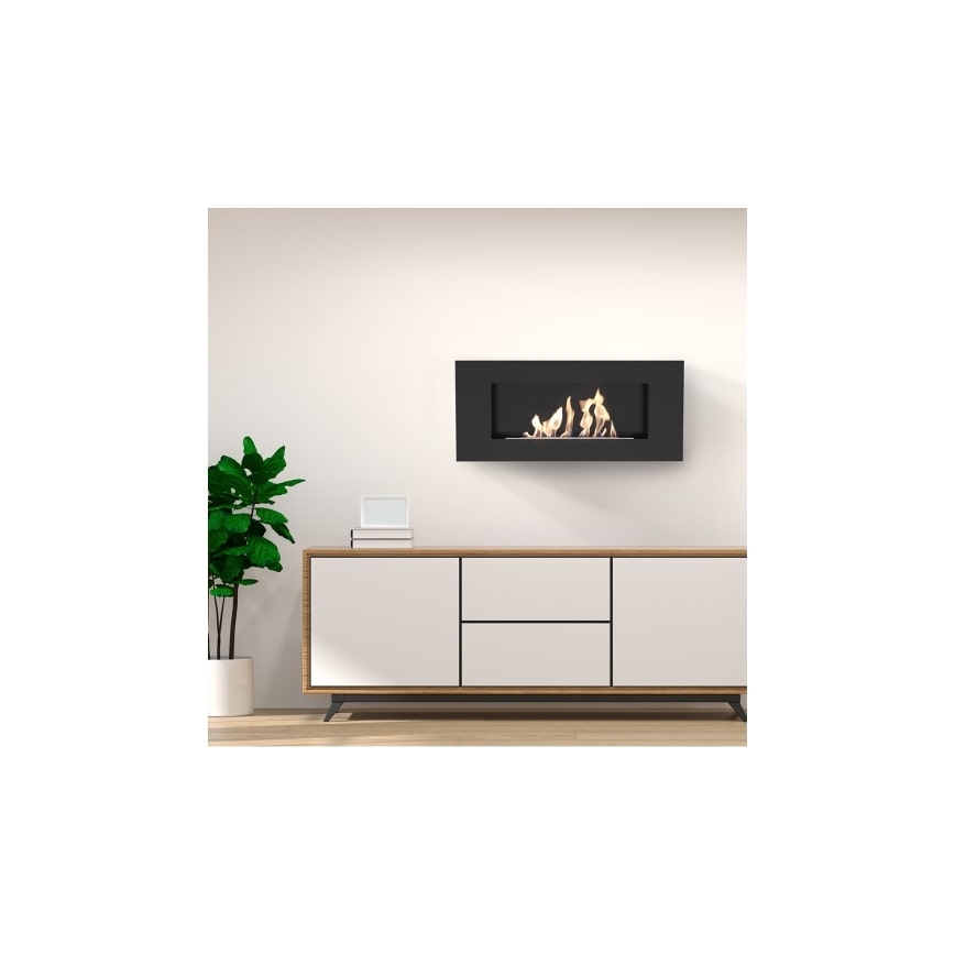 Kratki - Lareira de parede BIO 40x90 cm 1,5kW preto