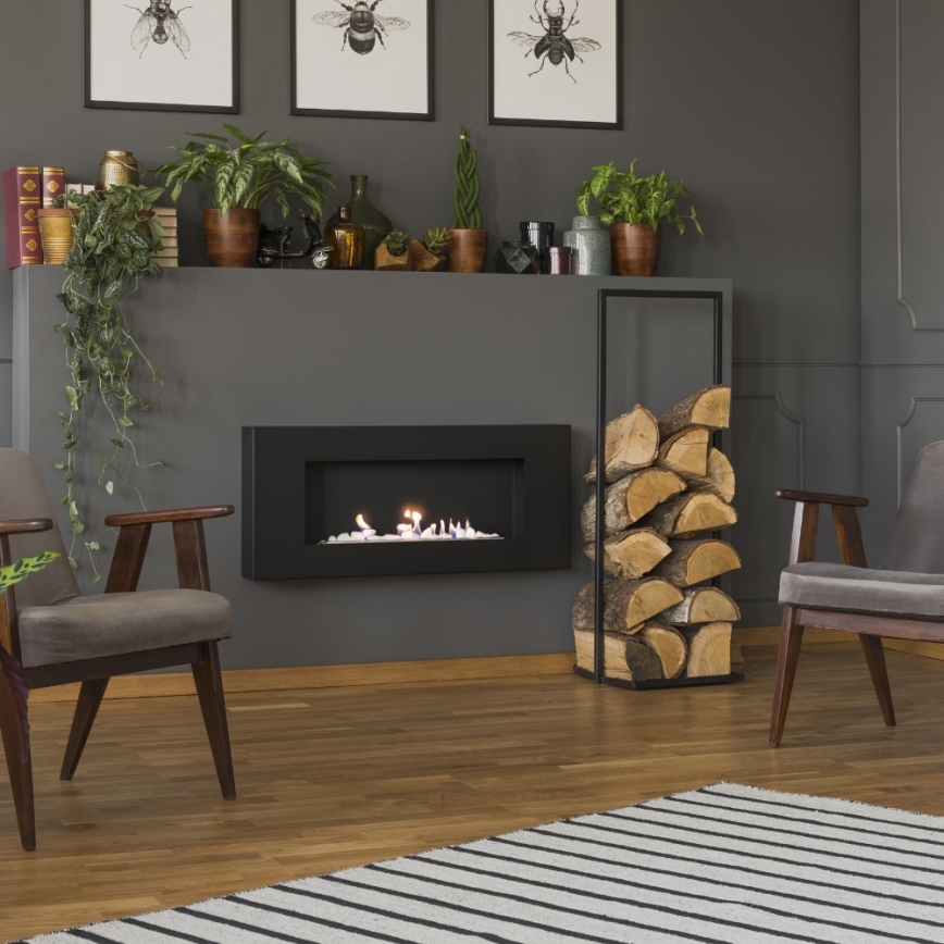 Kratki - Lareira de parede BIO 40x90 cm 1,5kW preto