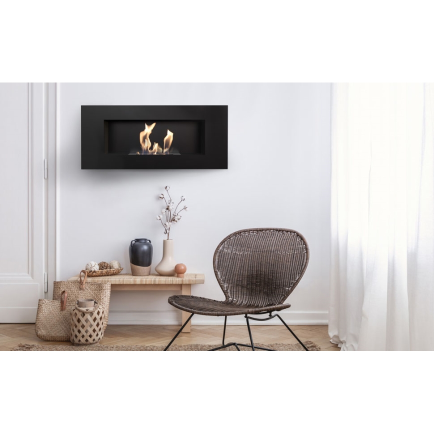 Kratki - Lareira embutida BIO 40x90 cm 2kW preta