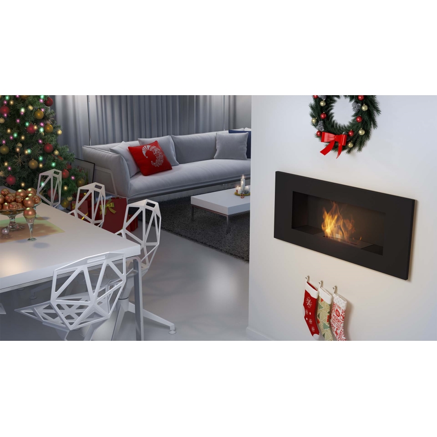 Kratki - Lareira incorporada BIO 40x90 cm 2kW preto
