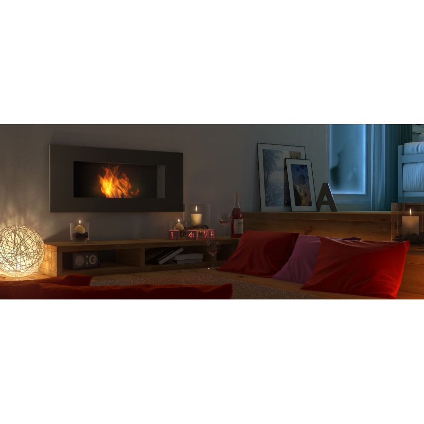 Kratki - Lareira incorporada BIO 40x90 cm 2kW preto