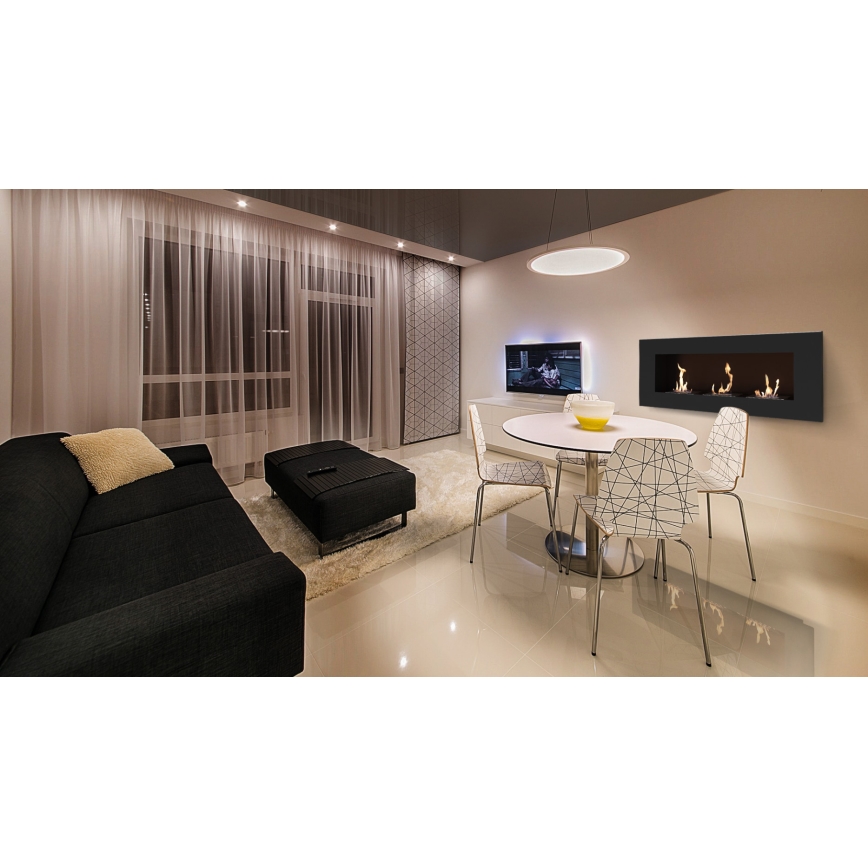 Kratki - Lareira incorporada BIO 40x120 cm 3x1,1kW preto