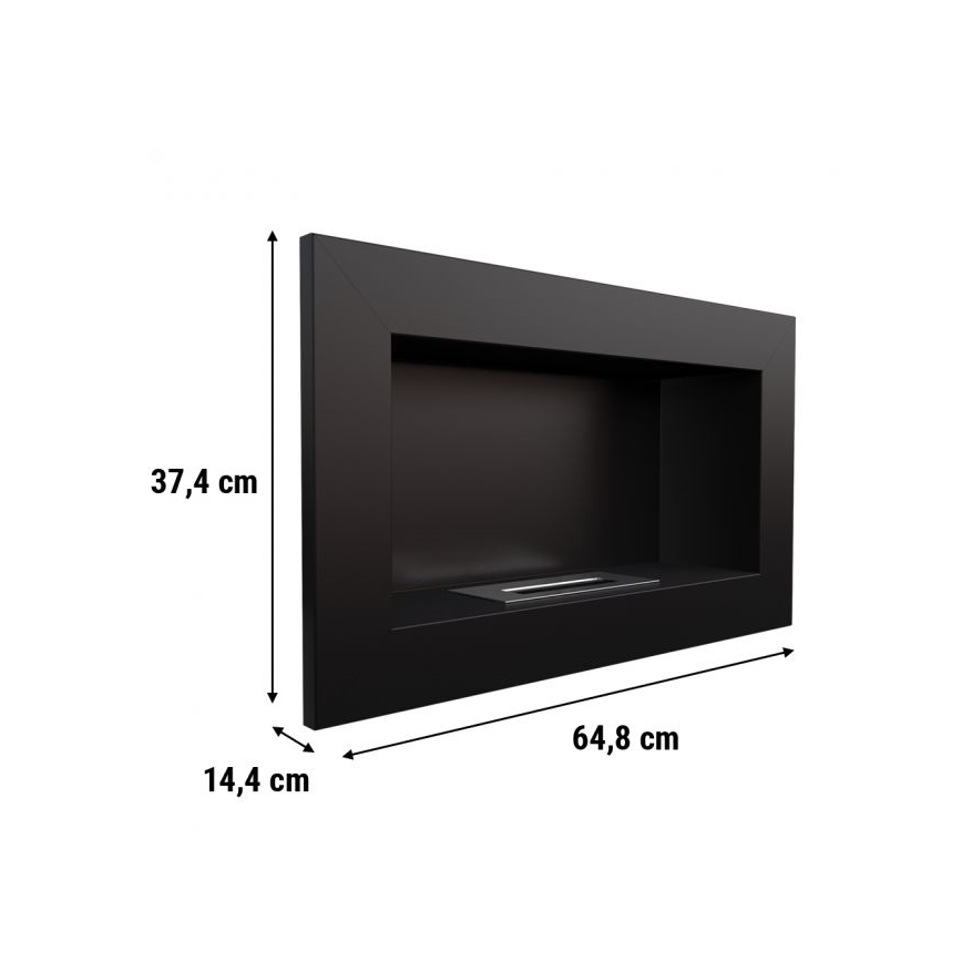Kratki - Lareira BIO embutida 37,4x64,8 cm 1kW preta