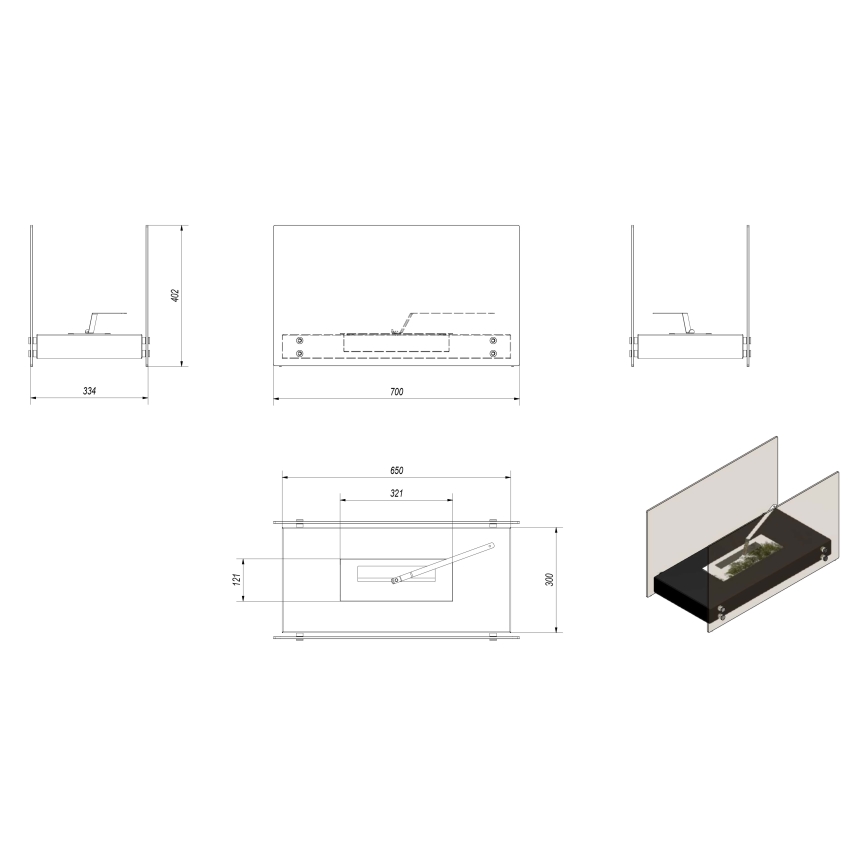 Kratki - Lareira BIO 40,2x70 cm 2kW branco