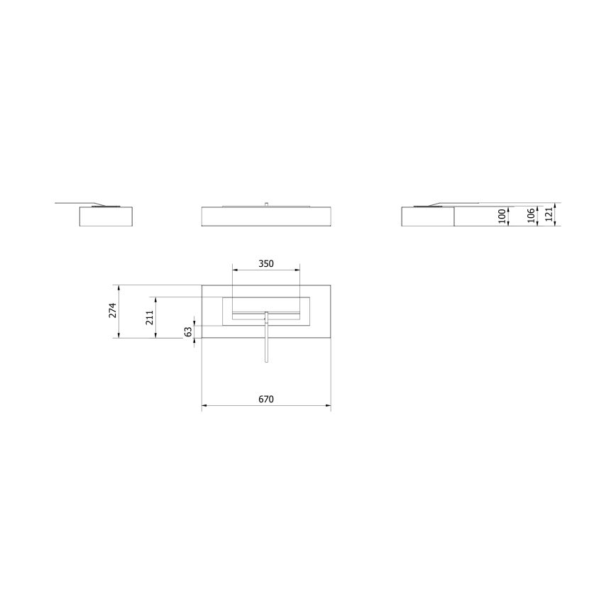 Kratki - Lareira BIO 10x67 cm 3kW preto
