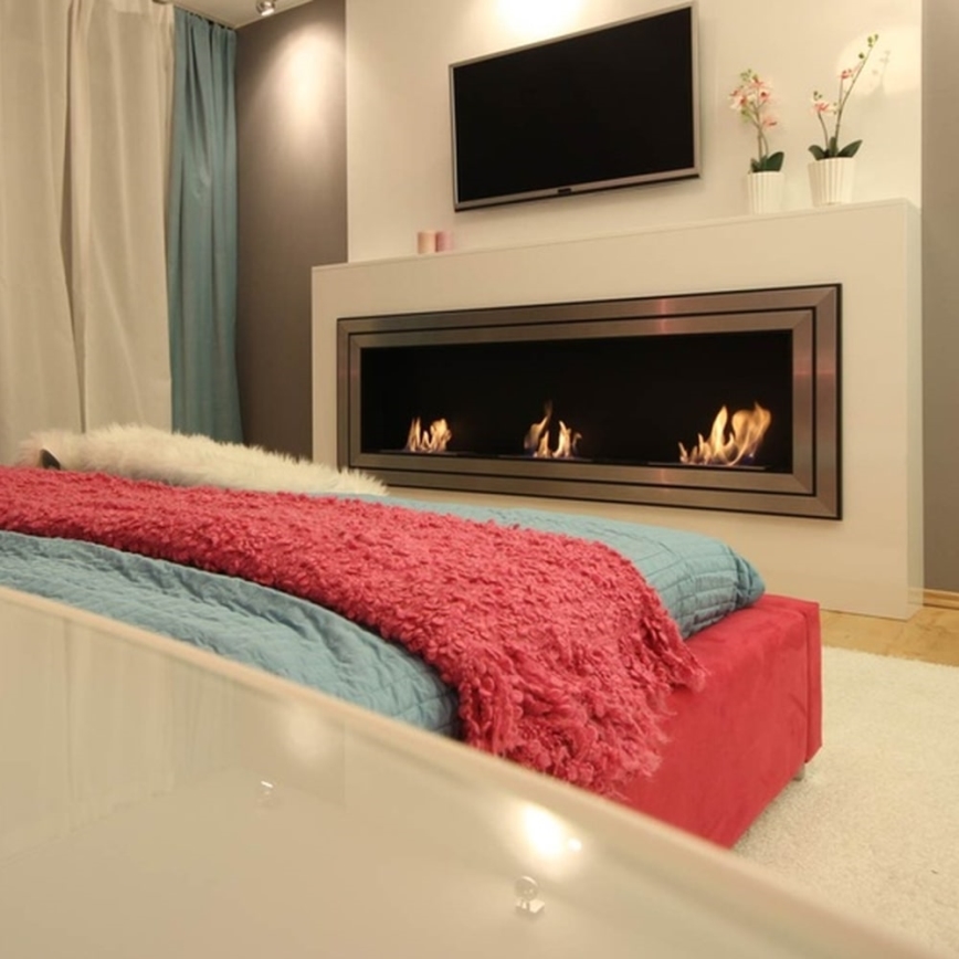 Kratki - Lareira embutida BIO 65x180 cm 3x2,5kW cromado brilhante