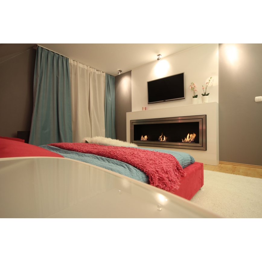 Kratki - Lareira embutida BIO 65x180 cm 3x2,5kW cromado brilhante