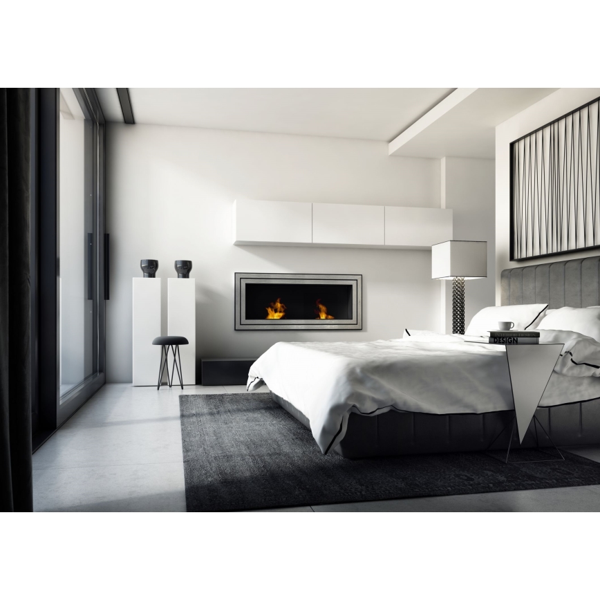 Kratki - Lareira embutida BIO 65x180 cm 3x2,5kW cromado brilhante