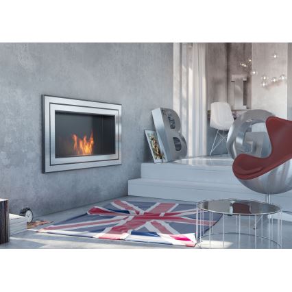 Kratki - Lareira embutida BIO 65x180 cm 3x2,5kW cromado brilhante