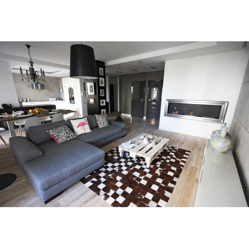 Kratki - Lareira embutida BIO 65x180 cm 3x2,5kW cromado brilhante