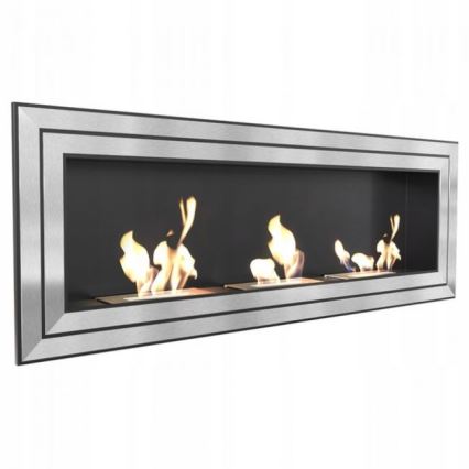 Kratki - Lareira embutida BIO 65x180 cm 3x2,5kW cromado brilhante