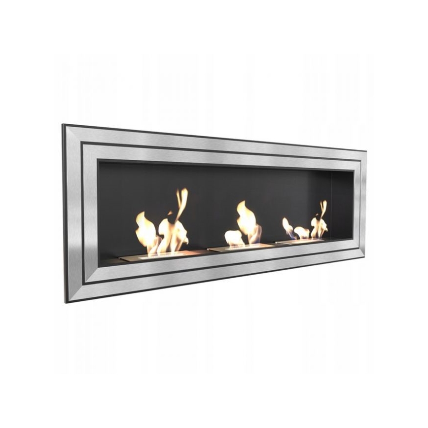 Kratki - Lareira embutida BIO 65x180 cm 3x2,5kW cromado brilhante
