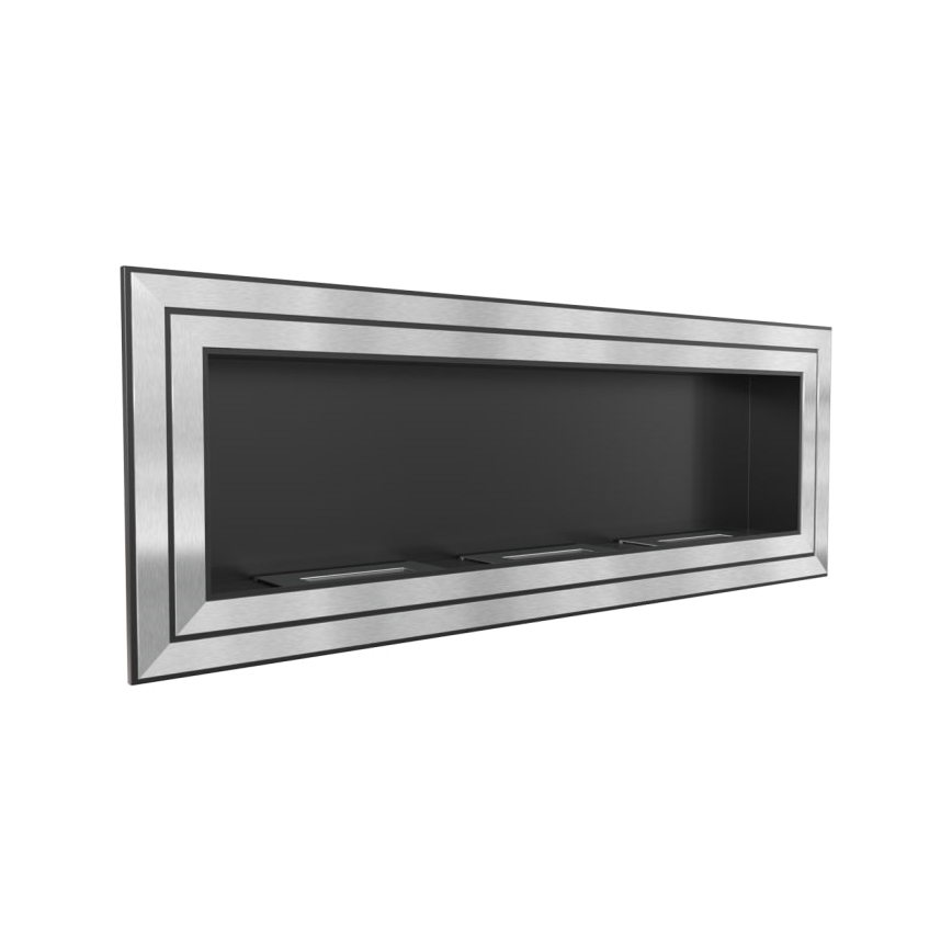 Kratki - Lareira embutida BIO 65x180 cm 3x2,5kW cromado brilhante