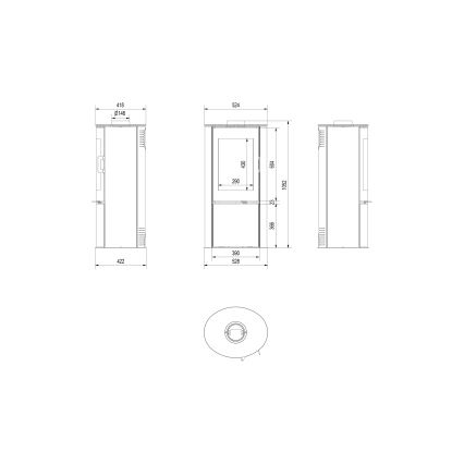 Kratki - Lareira de metal 8kW 150mm