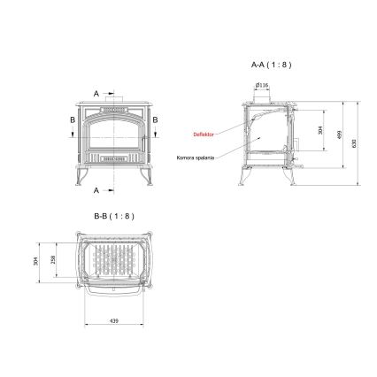 Kratki - Lareira de ferro fundido 8kW 130mm