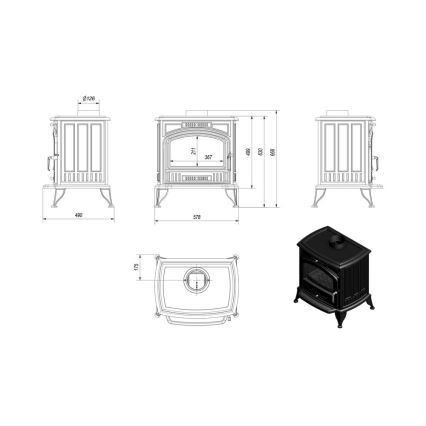 Kratki - Lareira de ferro fundido 8kW 150mm