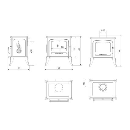 Kratki - Lareira de ferro fundido 5kW 130mm