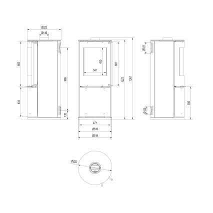 Kratki - Lareira em aço 9kW 150mm
