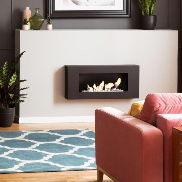 Kratki - Lareira de parede BIO 40x90 cm 1,5kW preto
