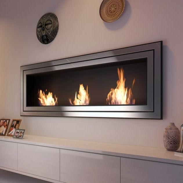 Kratki - Lareira embutida BIO 65x180 cm 3x2,5kW cromado brilhante
