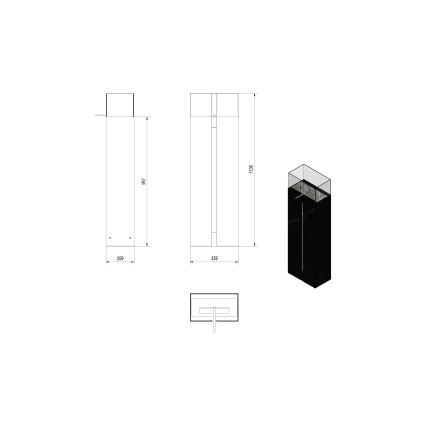 Kratki - Lareira BIO 113,6x35,9 cm 2kW preto
