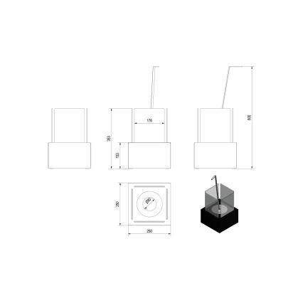 Kratki - Lareira BIO 35,3x25 cm 1kW preto