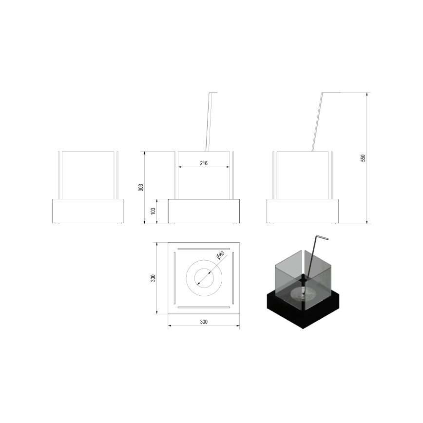 Kratki - Lareira BIO 30,3x30 cm 1kW branco