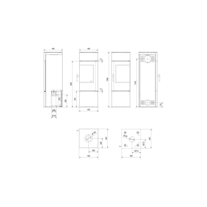 Kratki - Lareira de aço 8kW 150mm