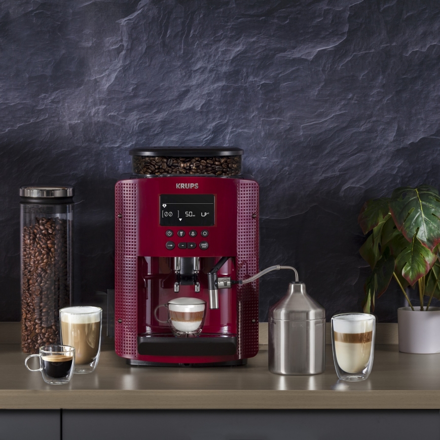 Krups - Máquina de café automática com reservatório de leite ESSENTIAL 1450W/230V vermelho