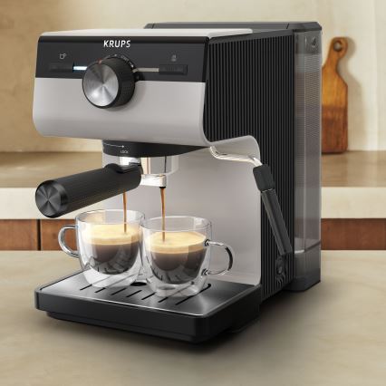 Krups - Máquina de café com manivela para duas chávenas AUTHENTIC 1450W/230V cinzento