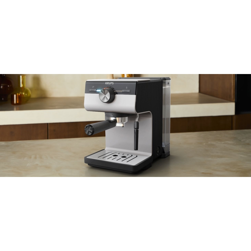 Krups - Máquina de café com manivela para duas chávenas AUTHENTIC 1450W/230V cinzento