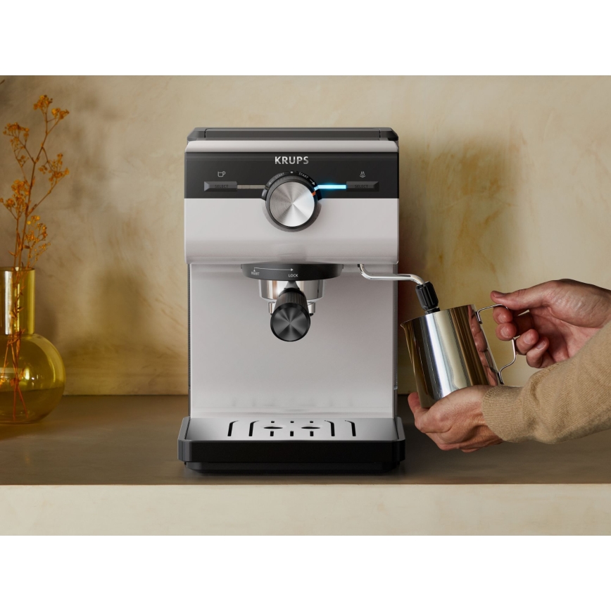 Krups - Máquina de café com manivela para duas chávenas AUTHENTIC 1450W/230V cinzento