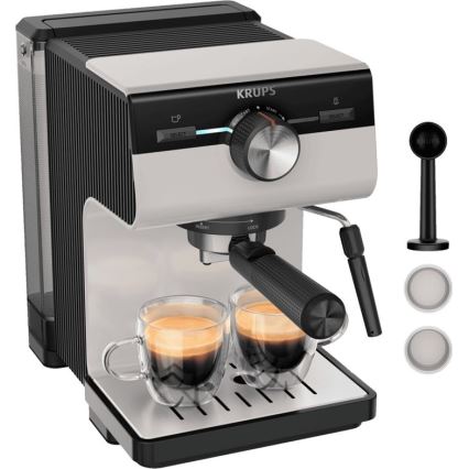 Krups - Máquina de café com manivela para duas chávenas AUTHENTIC 1450W/230V cinzento