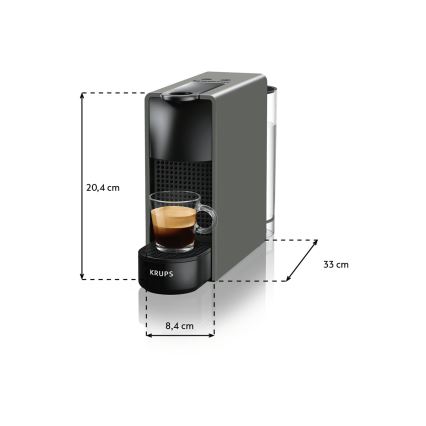 Krups - Máquina de café de cápsulas NESPRESSO Essenza mini 1310W/230V cinzento